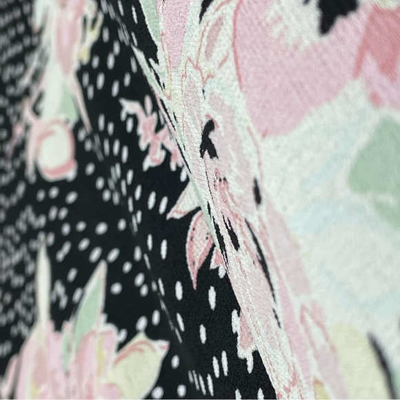 Vintage TESSUTI Floral Print Blouse short sleeve black pastels polka dots 90s - Picture 8 of 15